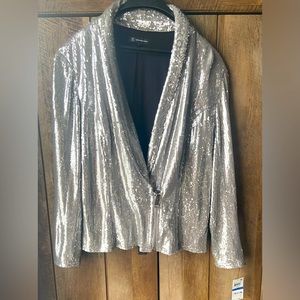 INC International Concepts Resort Glam Silver Lapel Sequin Blazer XL